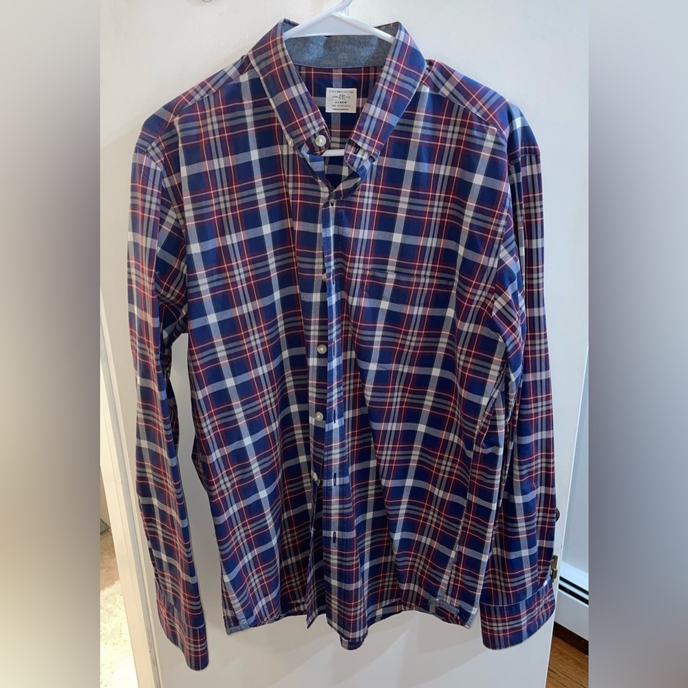 J. Crew Blue and Red Checkered Button-Down Shirt